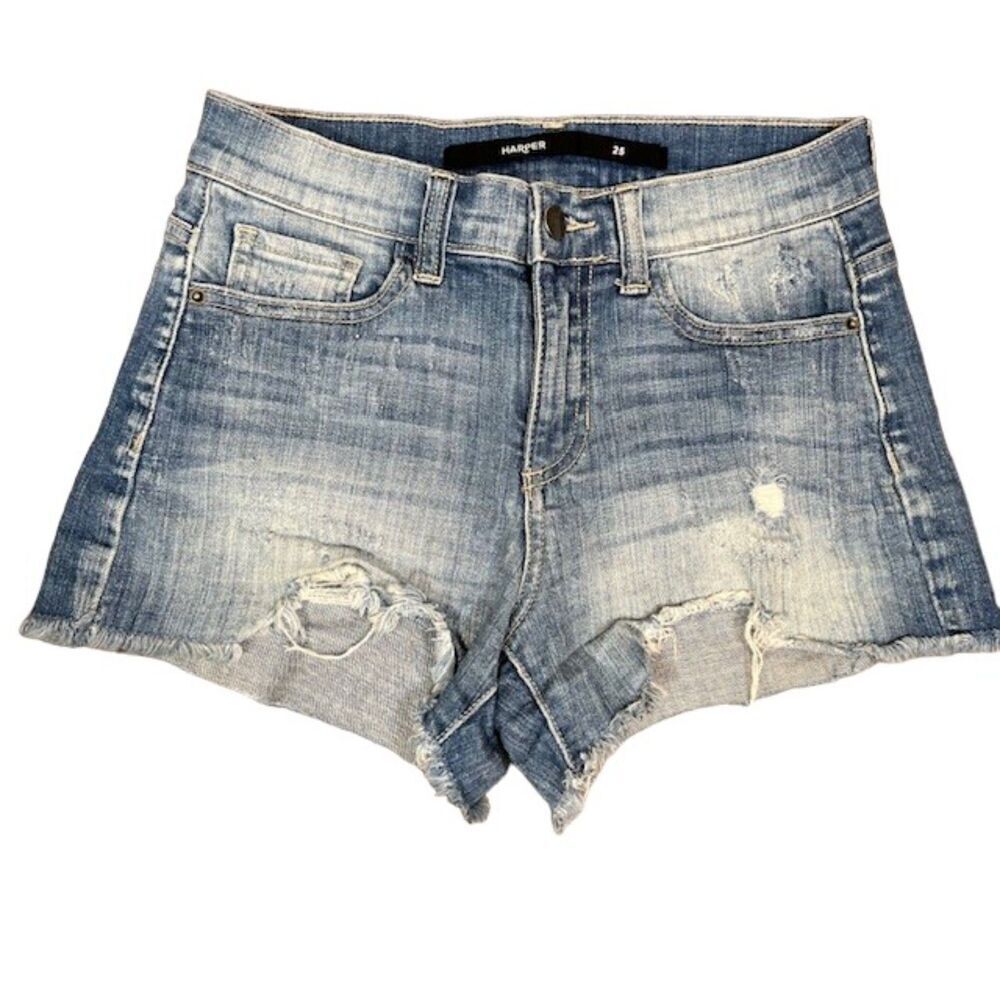Harper Denim Shorts Distressed Frayed‎ Light Wash Size 25